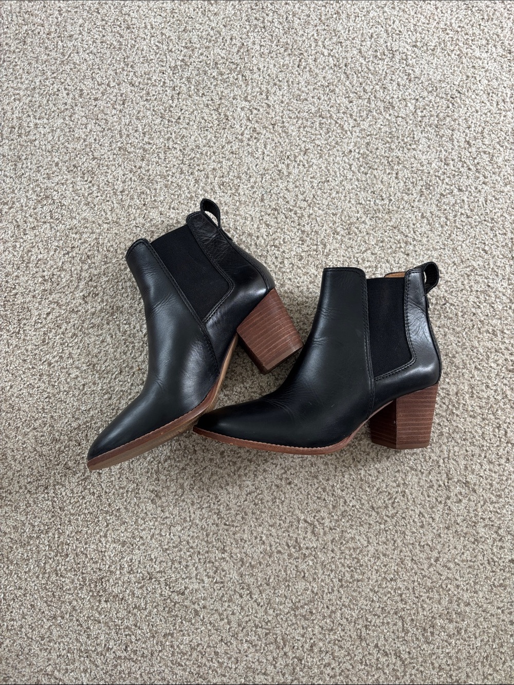 Madewell Reagan Women’s Black Leather Block Heel Boots